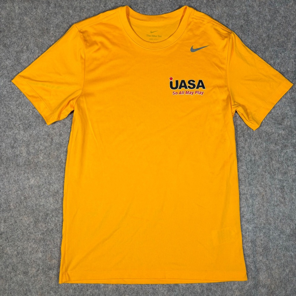 UASA So All May Play Nike Dri-FIT Shirt Mens Small Yellow Adaptive Soccer Sports